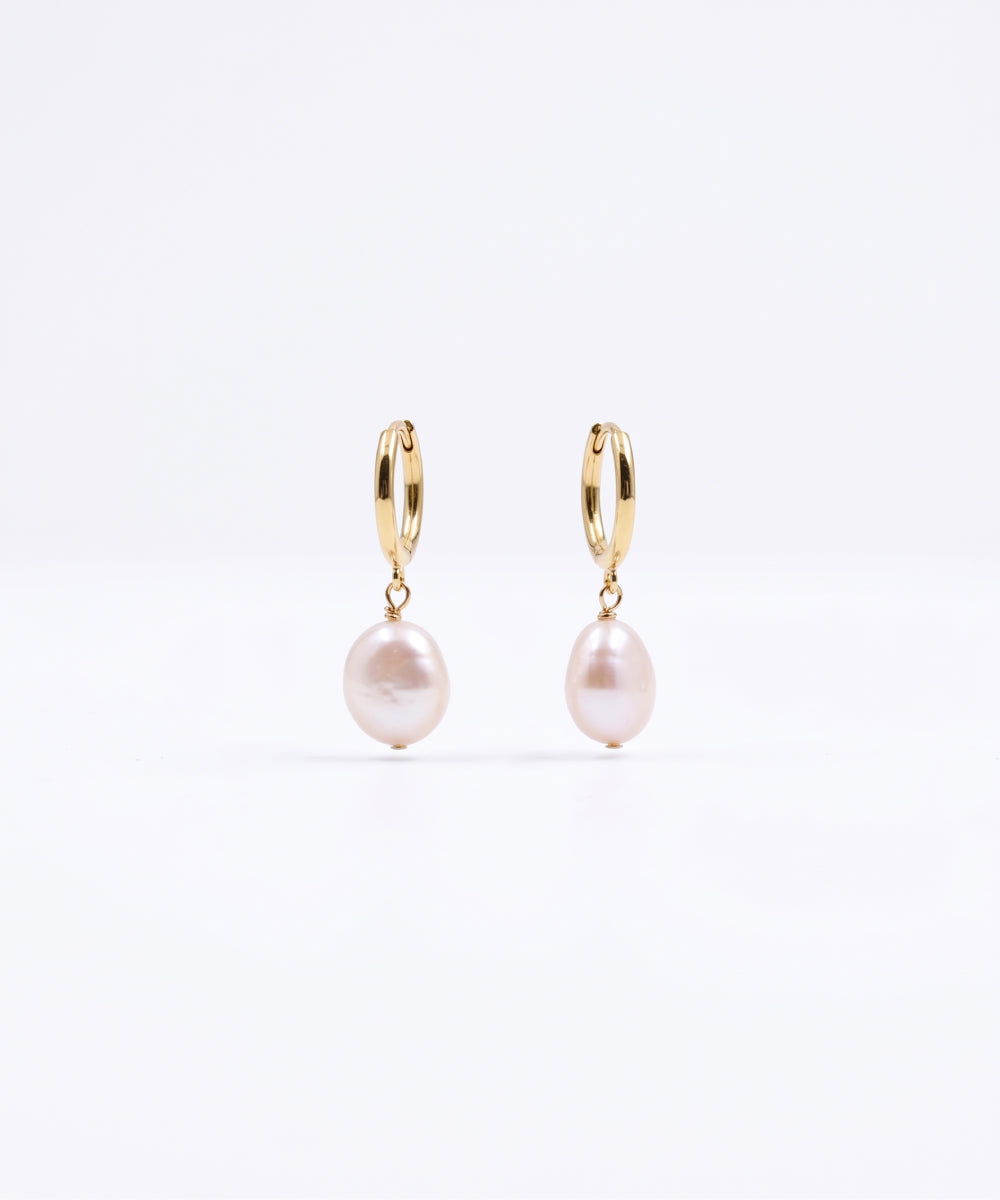 Lustrous Drop Pearl Hoops