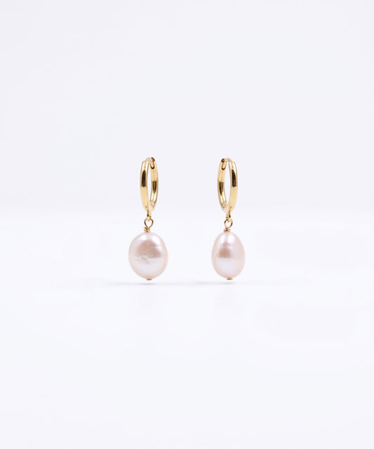 Lustrous Drop Pearl Hoops