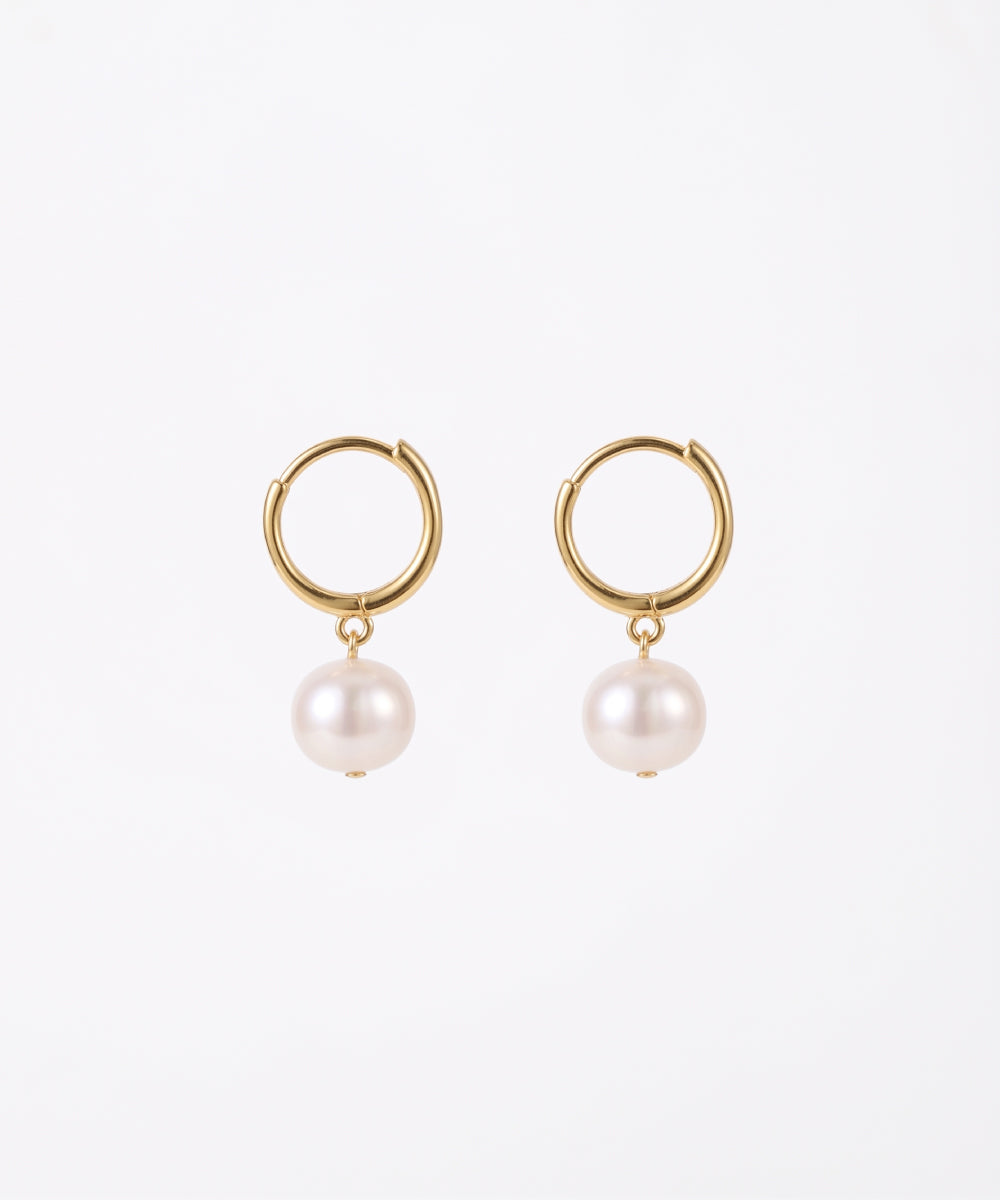 Single Pearl Hoops