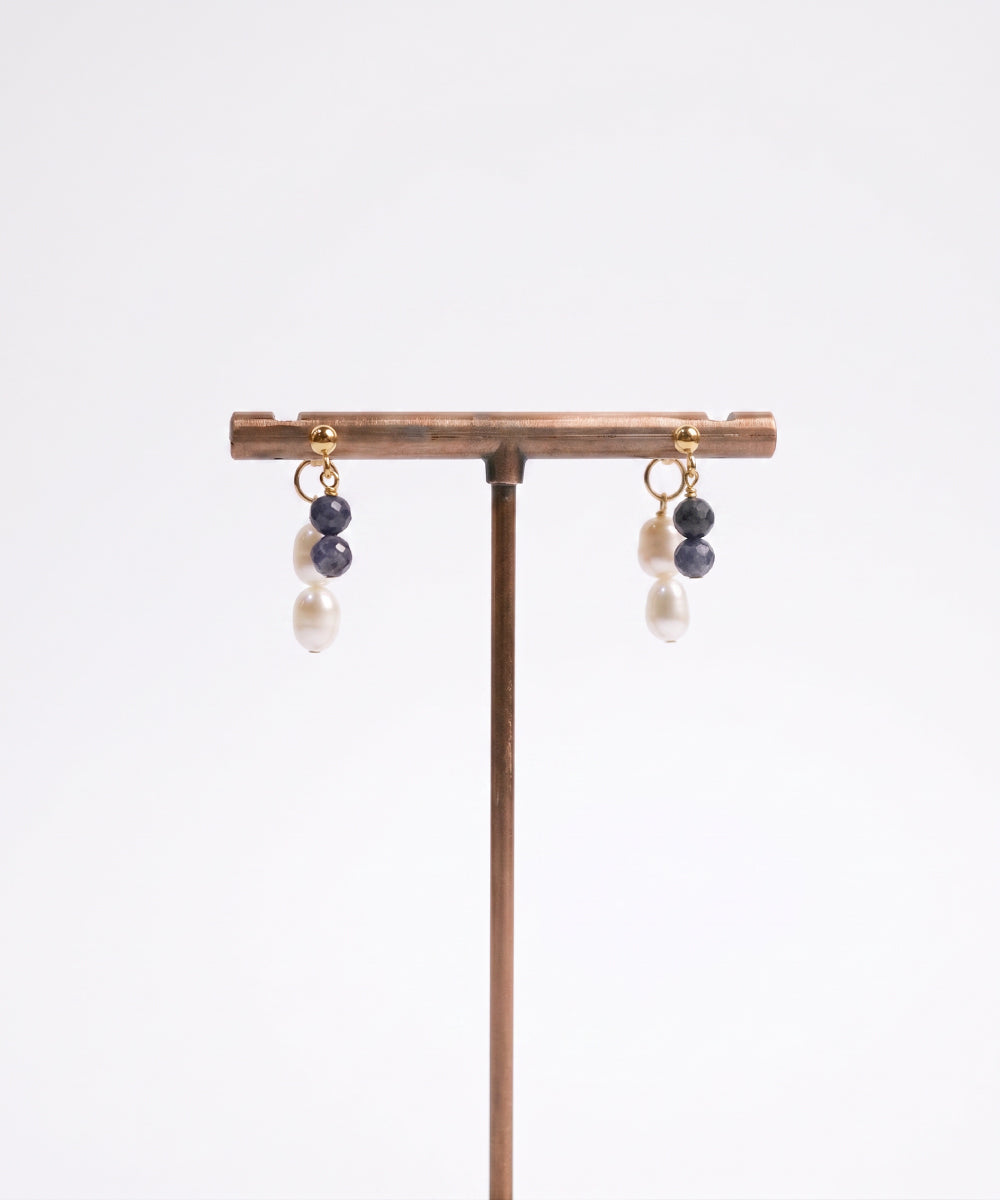 Sapphire Pearl Backdrop Earrings
