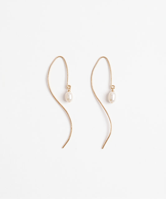 Golden Wave Pearl Earrings