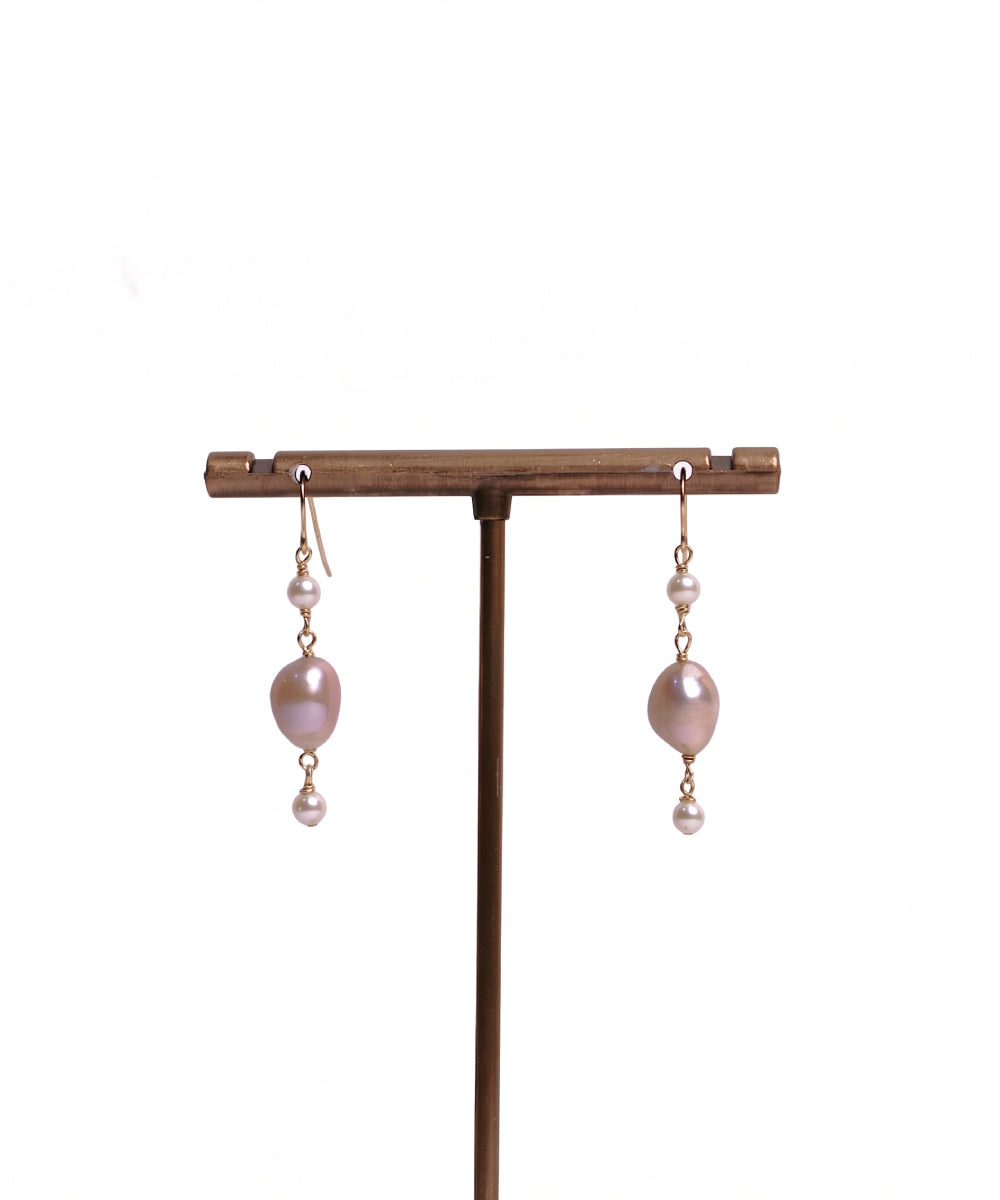 Purple Pearl Cascade Earrings