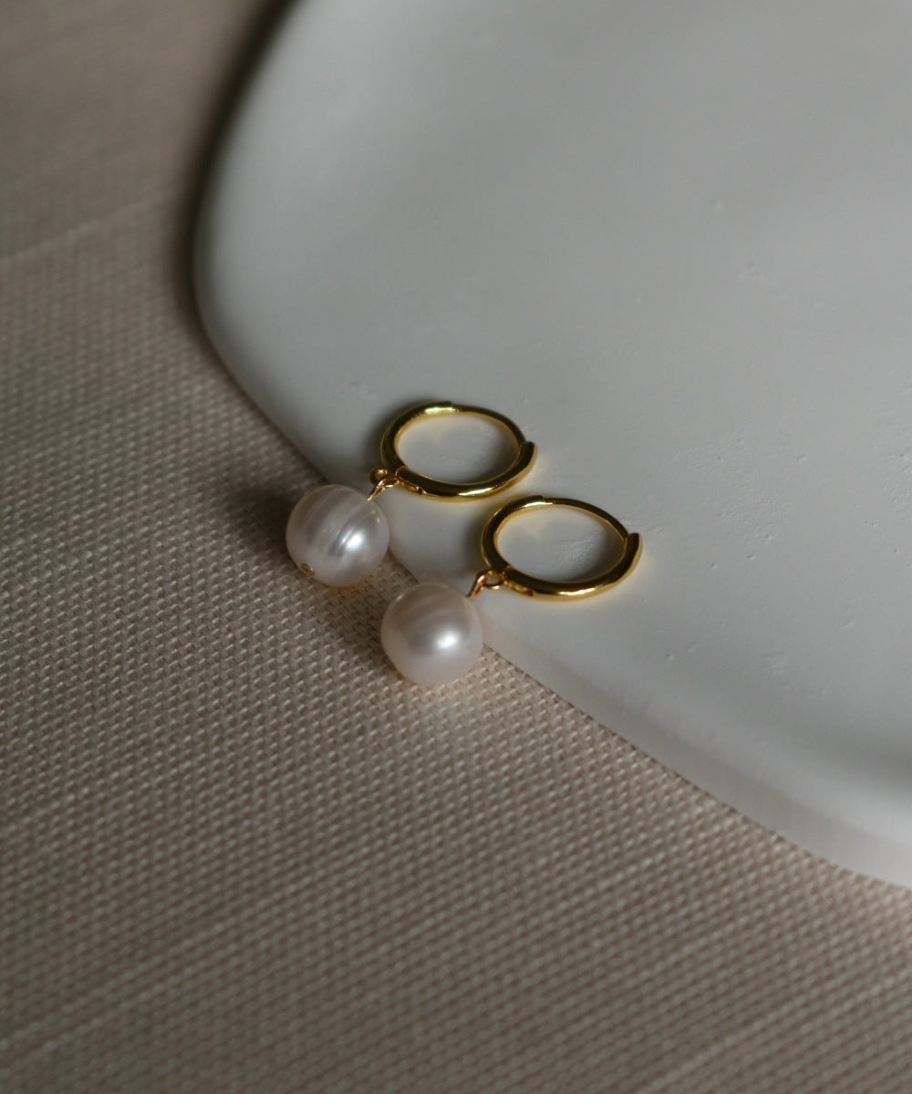 Single Pearl Hoops