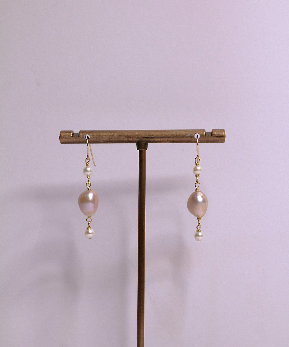 Purple Pearl Cascade Earrings