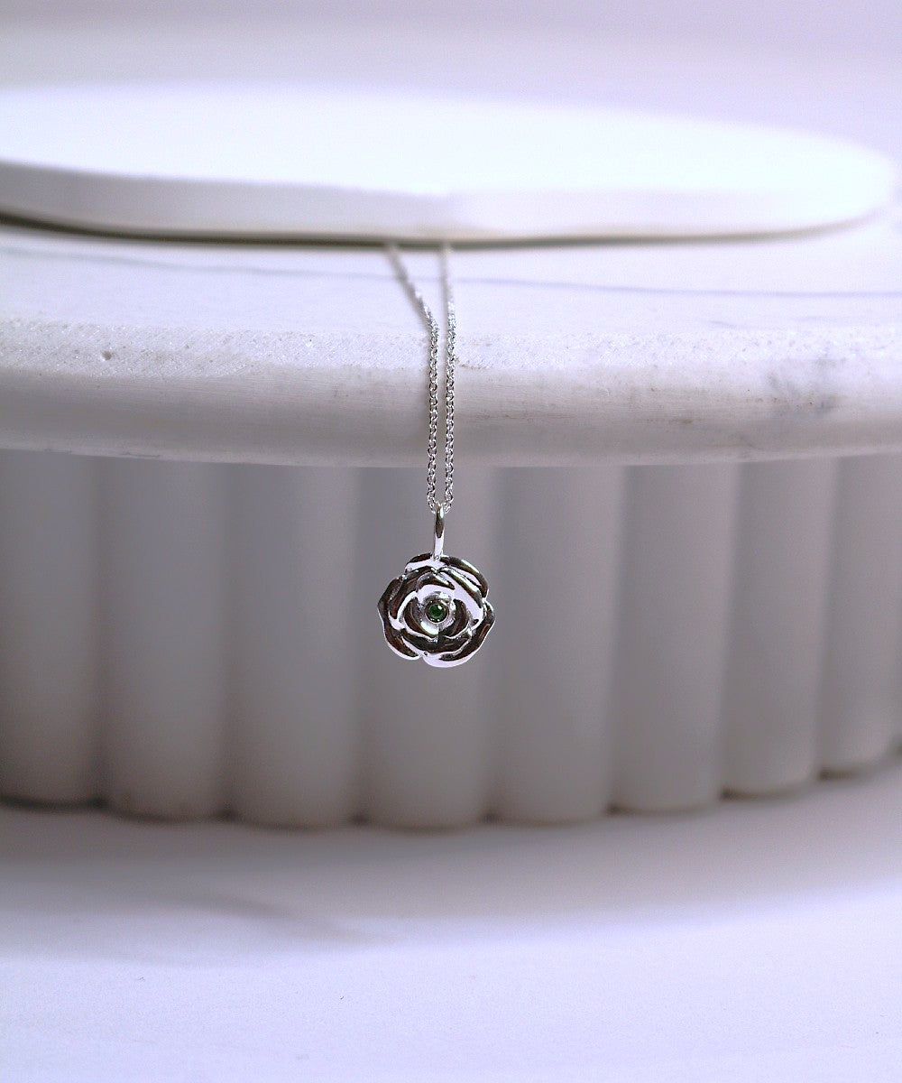 Rose Emerald Pendant Necklace