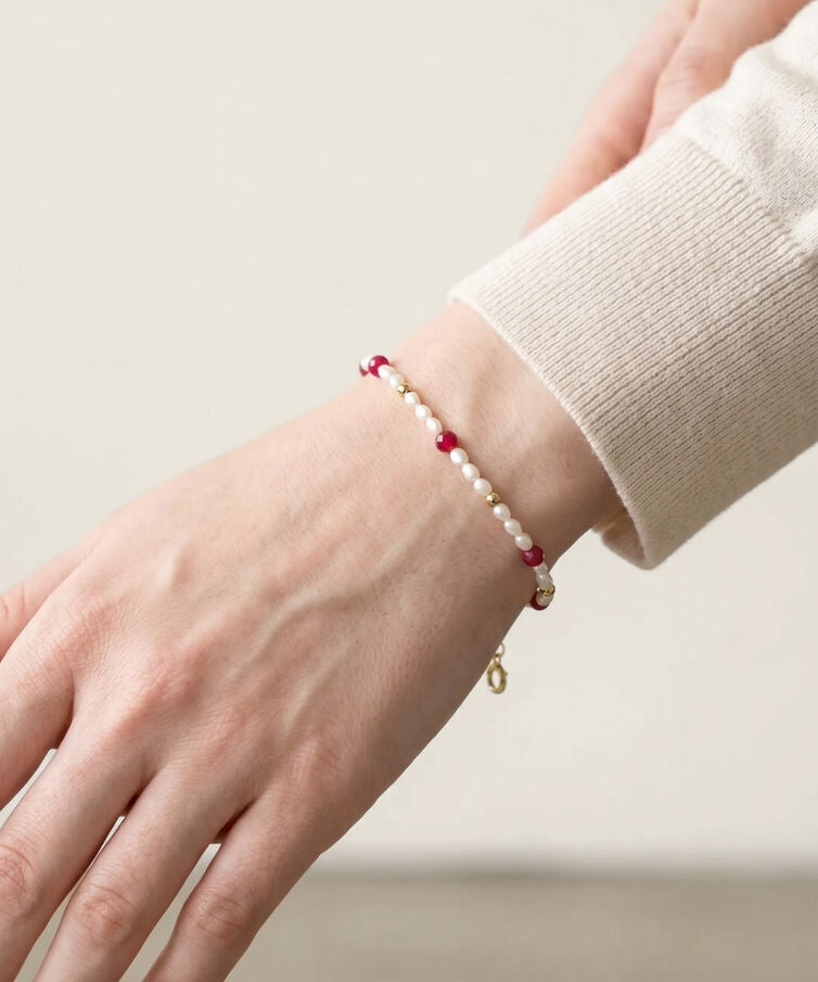 Radiant Heart Ruby Pearl Bracelet