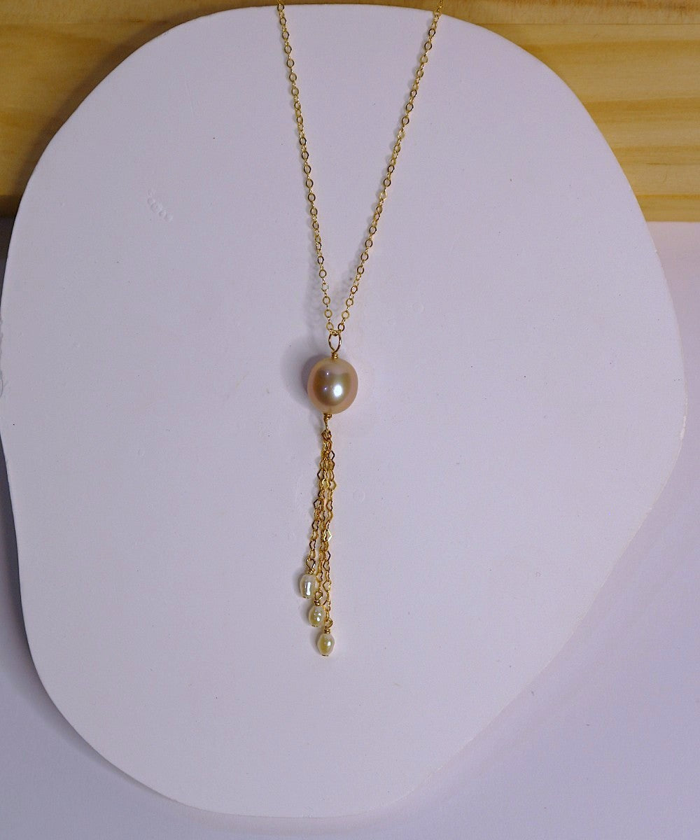 Purple Pearl Cascade Necklace