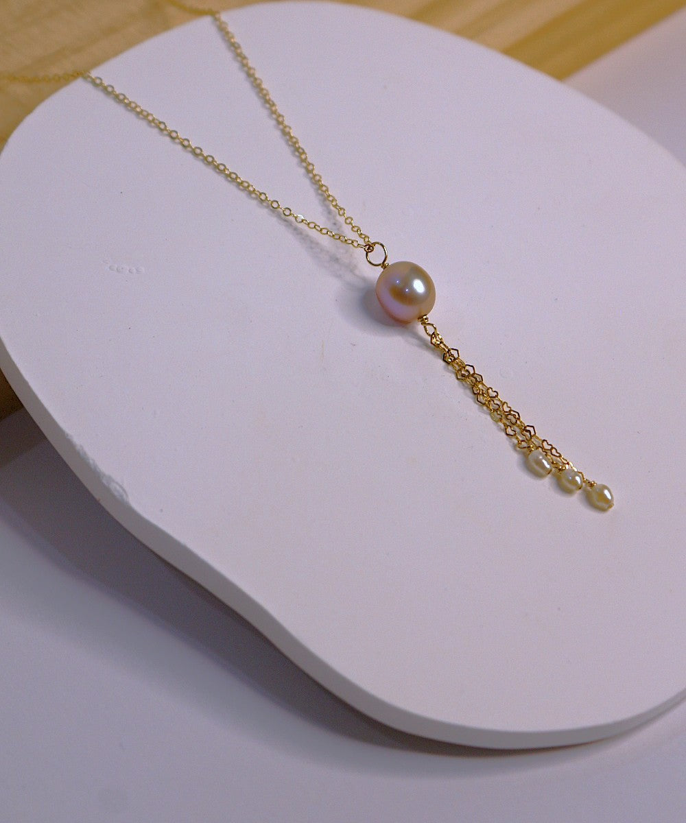 Purple Pearl Cascade Necklace