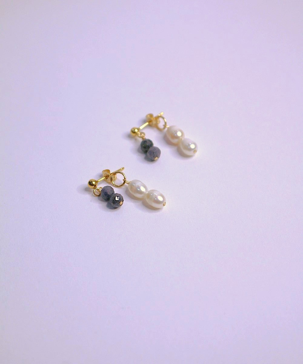 Sapphire Pearl Backdrop Earrings