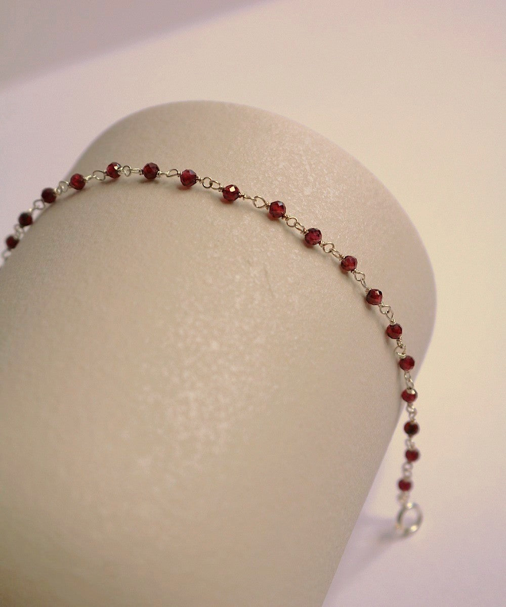 Garnet Silver Weave Necklace