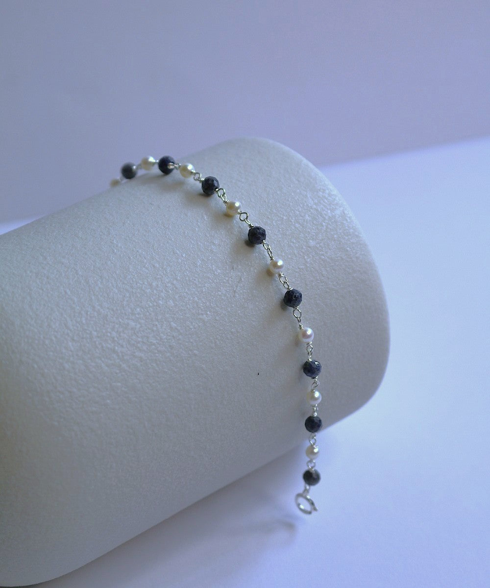 Sapphire Pearl Woven Bracelet