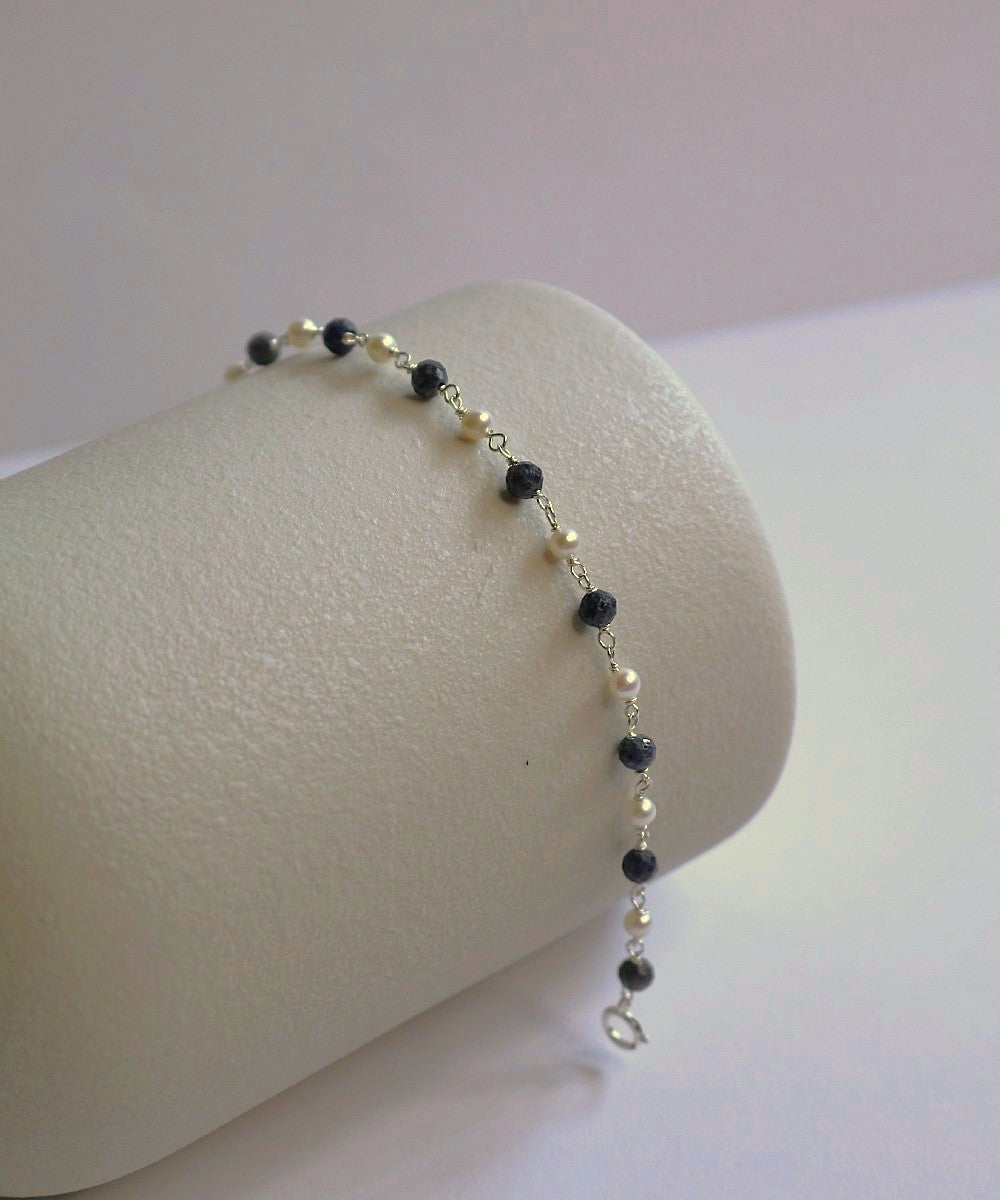 Sapphire Pearl Weave Necklace