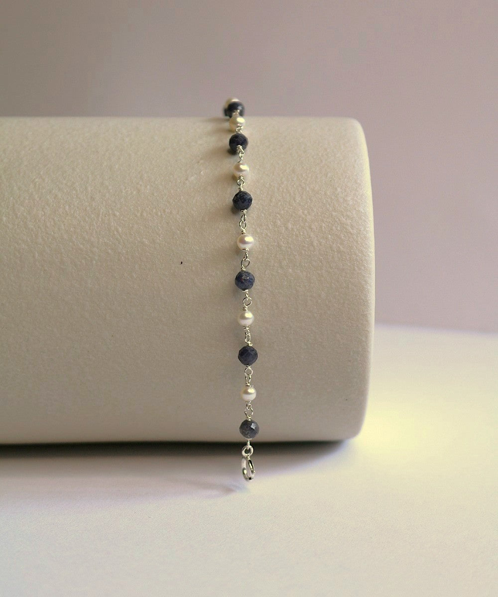 Sapphire Pearl Weave Necklace