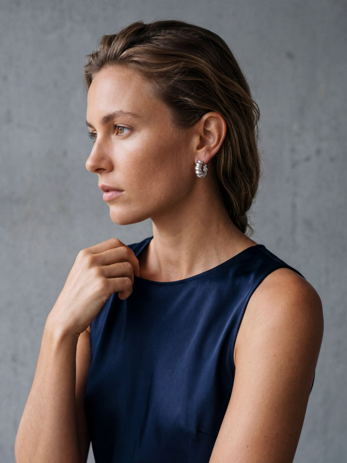 Bold Grace Silver Hoops