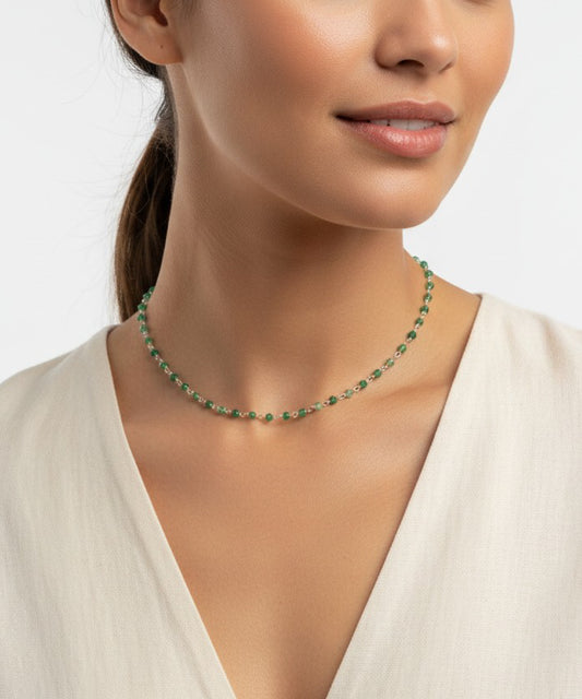 Aventurine Silver Weave Necklace