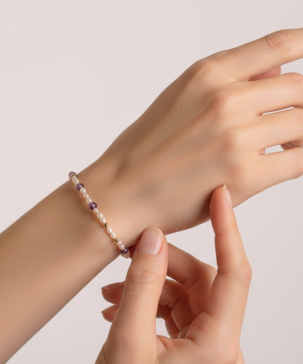 Moonlight Bloom Amethyst Pearl Bracelet