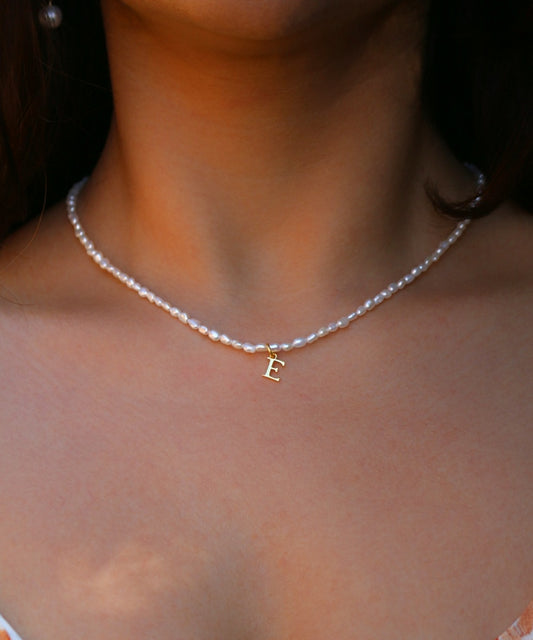 Lustrous Pearl Letter Necklace