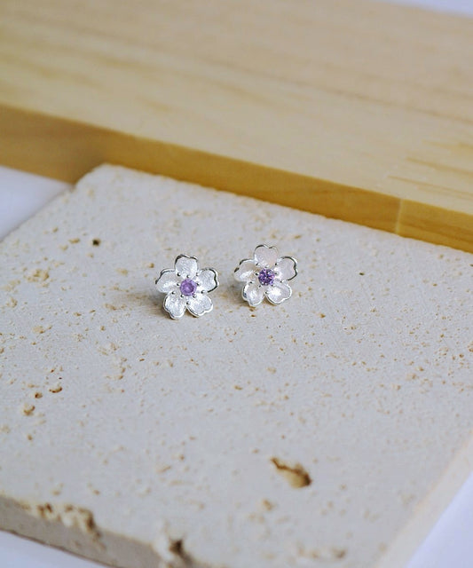 Amethyst Bloom Silver Studs
