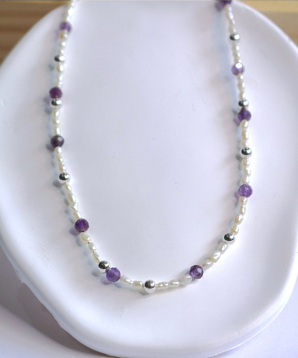 Amara Pearl & Amethyst Choker