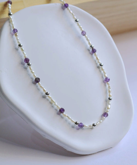 Amara Pearl & Amethyst Choker