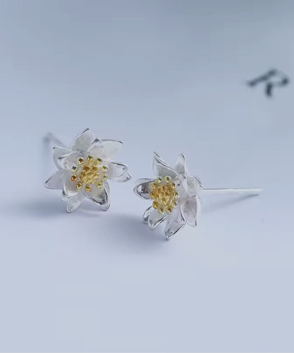 Lotus Bloom Silver Studs