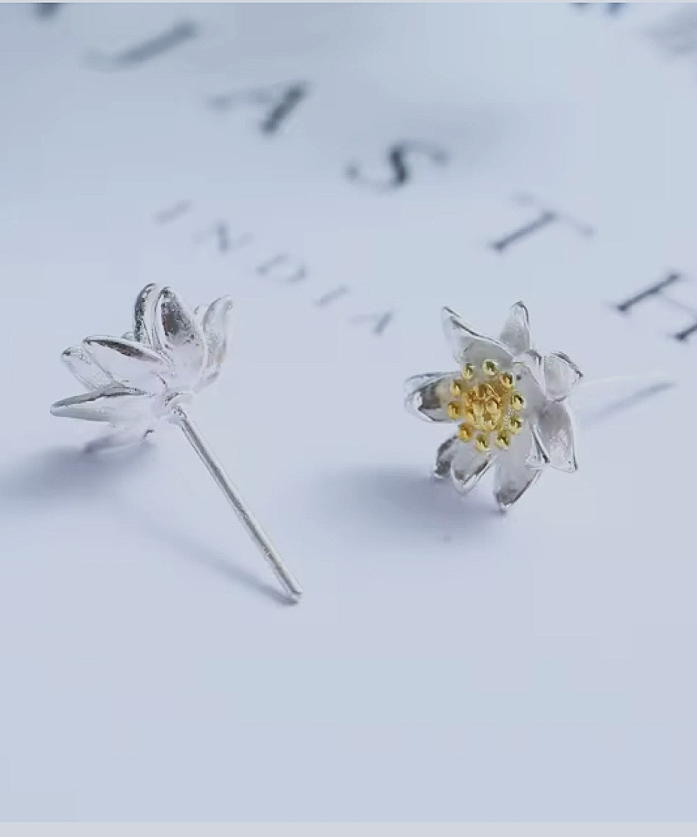 Lotus Bloom Silver Studs