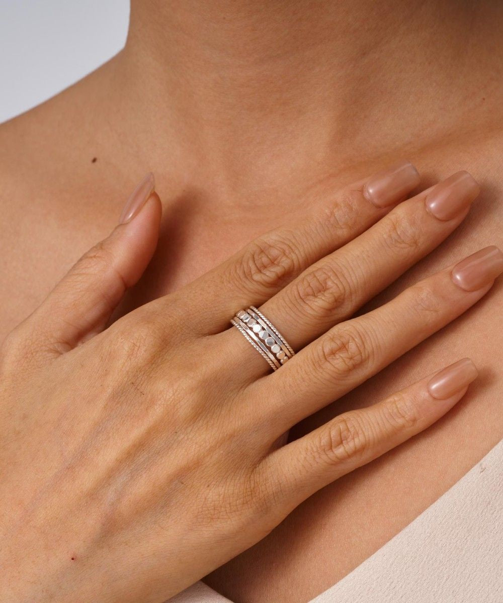 Silver Sovereign Ring Stack